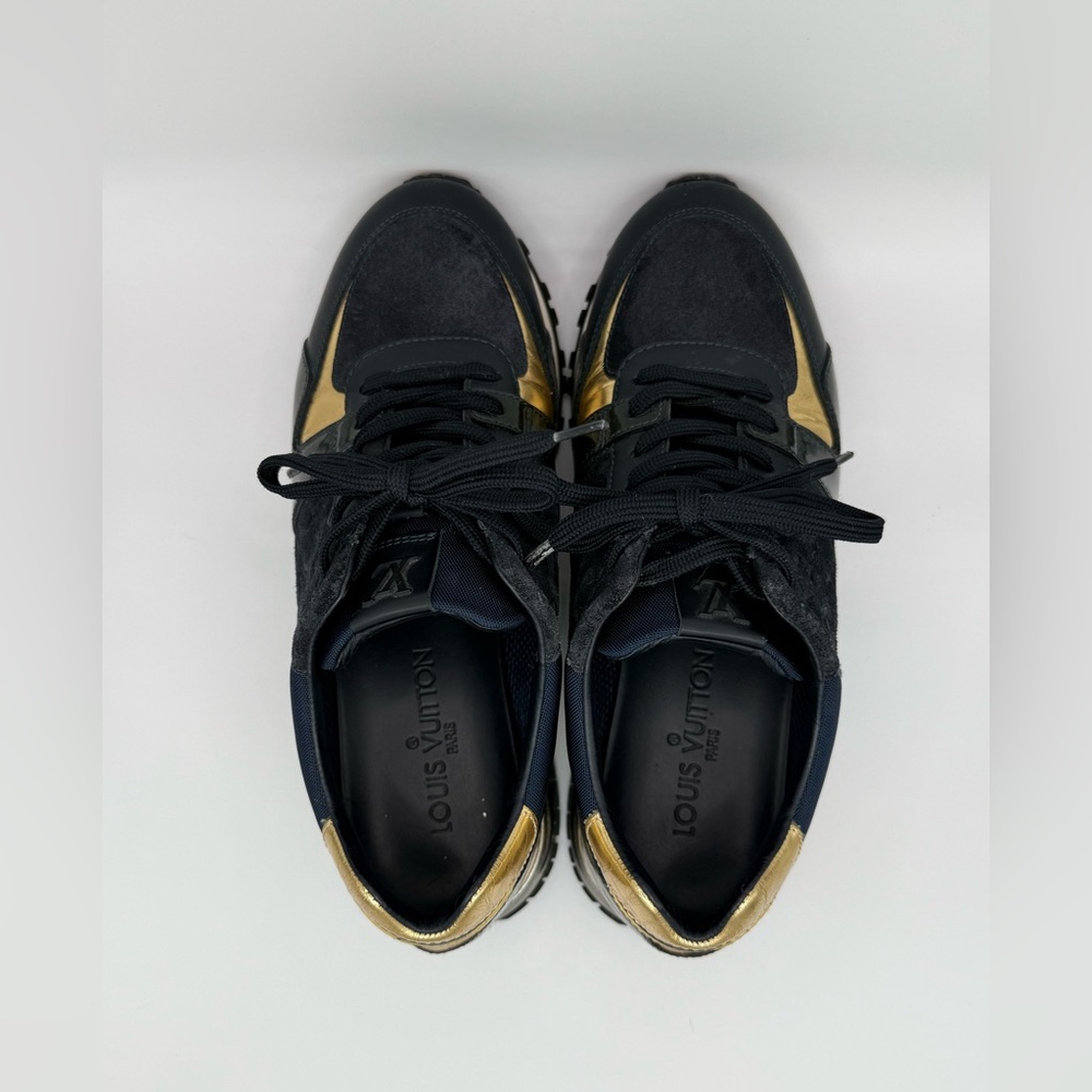 Louis Vuitton Suede Monogram Runaway Sneakers Metallic Gold Black Silver - Picture 4 of 4